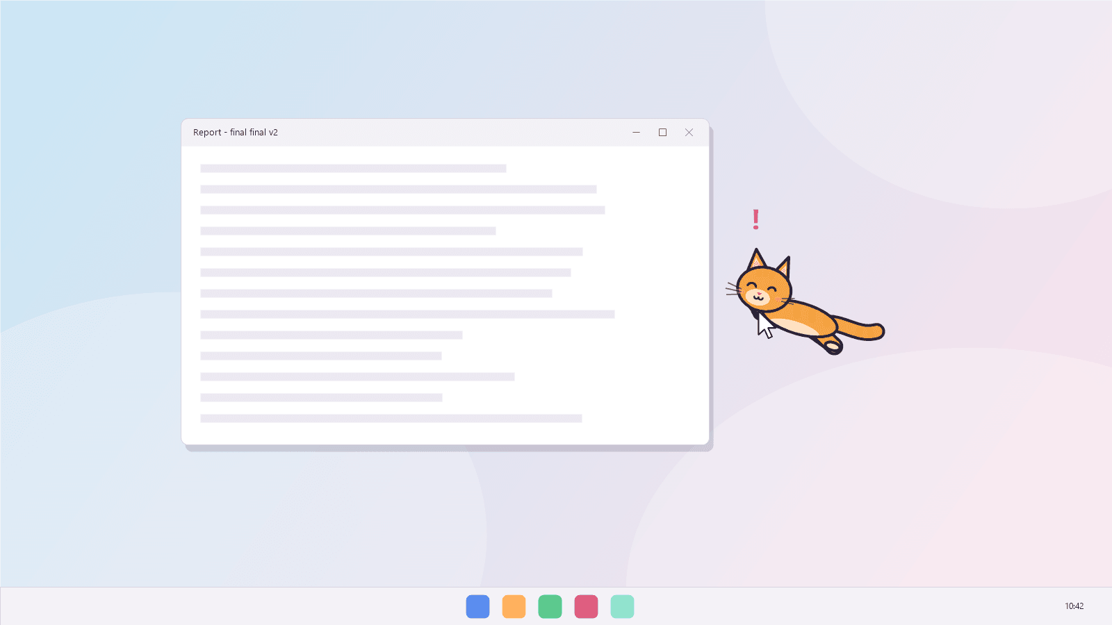 A ginger cat leaping through the air with the mouse pointer caught under its chin