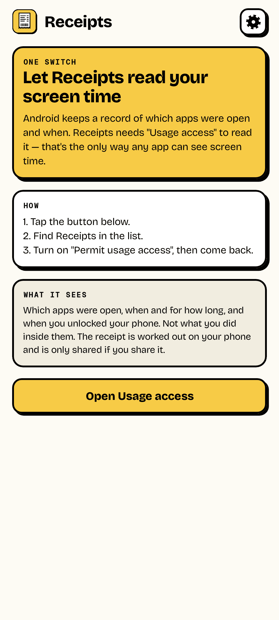 Turning on usage access