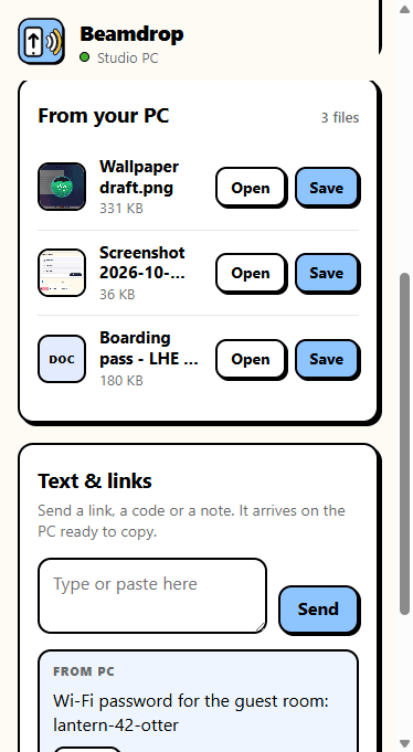 Files from the PC on the phone
