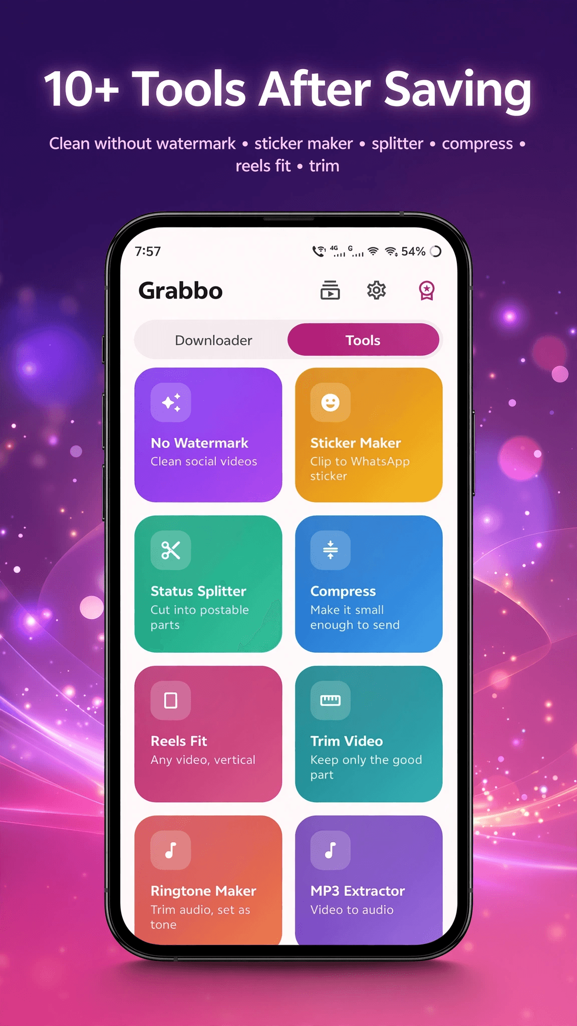 The Grabbo tools grid