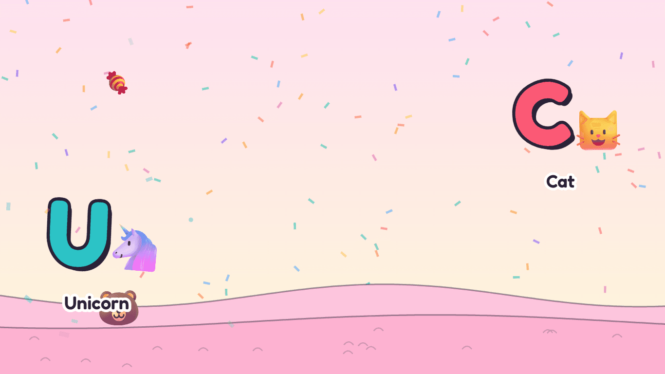 Letters and sprinkles in candy land