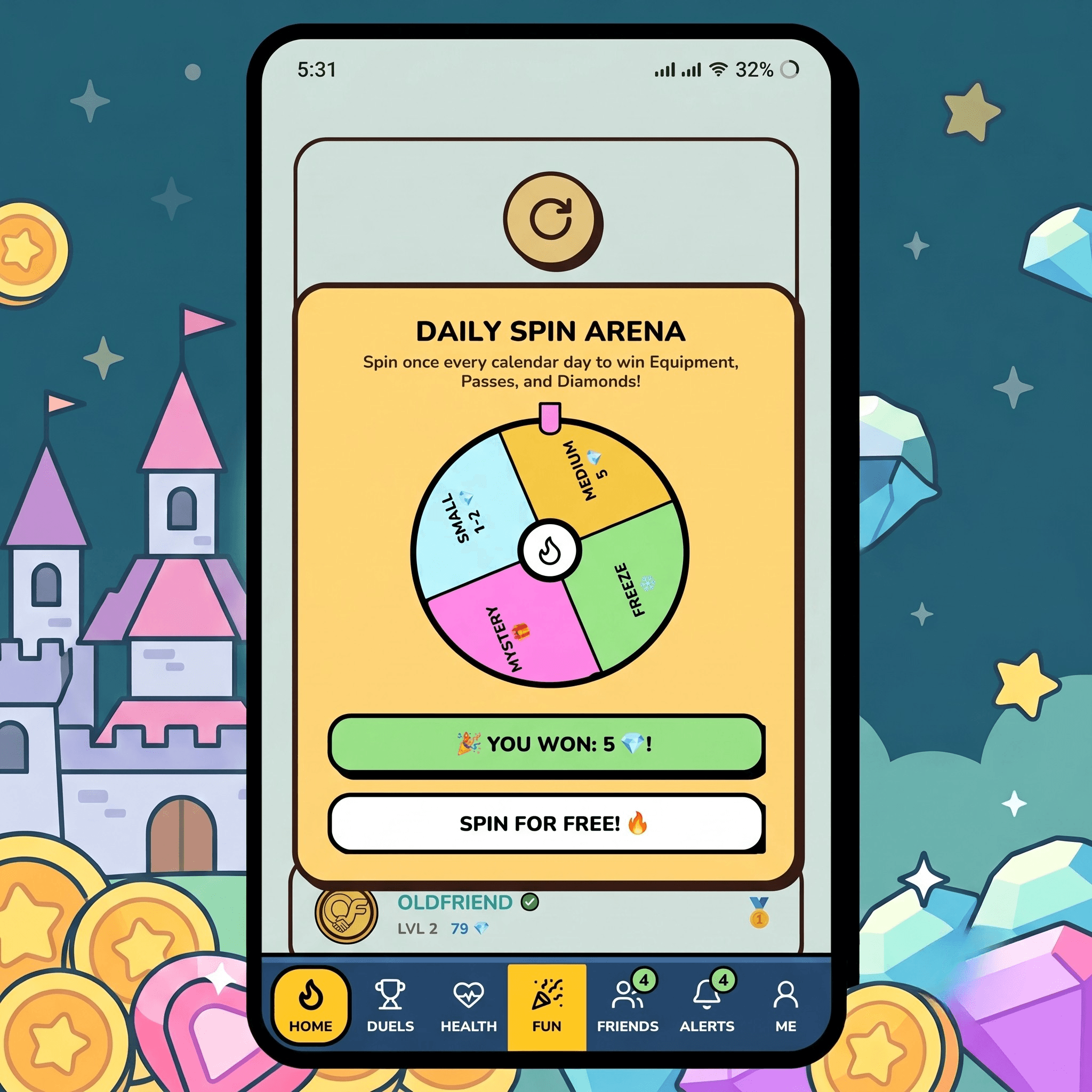 Daily spin wheel for rewards