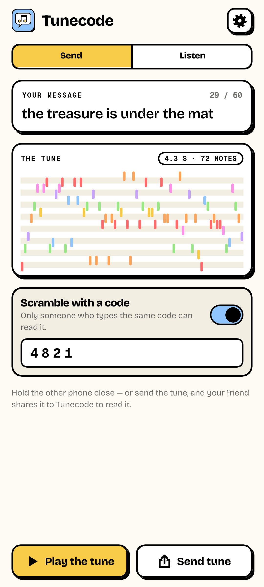 Scramble with a code switched on, code 4821